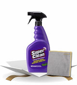 Super Clean Citrus Scent Cleaner and Degreaser Spray 32 oz Bundle with Microfiber Cloth - Heavy Duty Degreaser for Kitchen, Oil, Grime, and Dirt