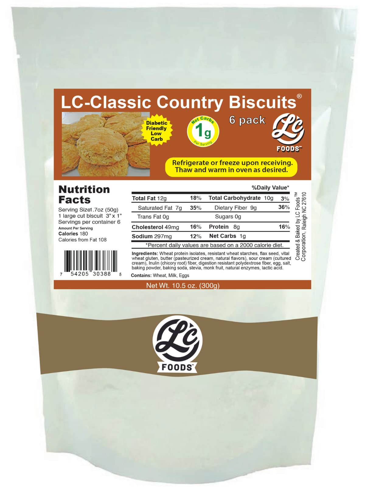 Low Carb Foods Country Biscuits | 100% All Natural Ingredients |Best Fresh Baked |No Sugar Diabetic Friendly | High Protein and Fiber | Artificial
