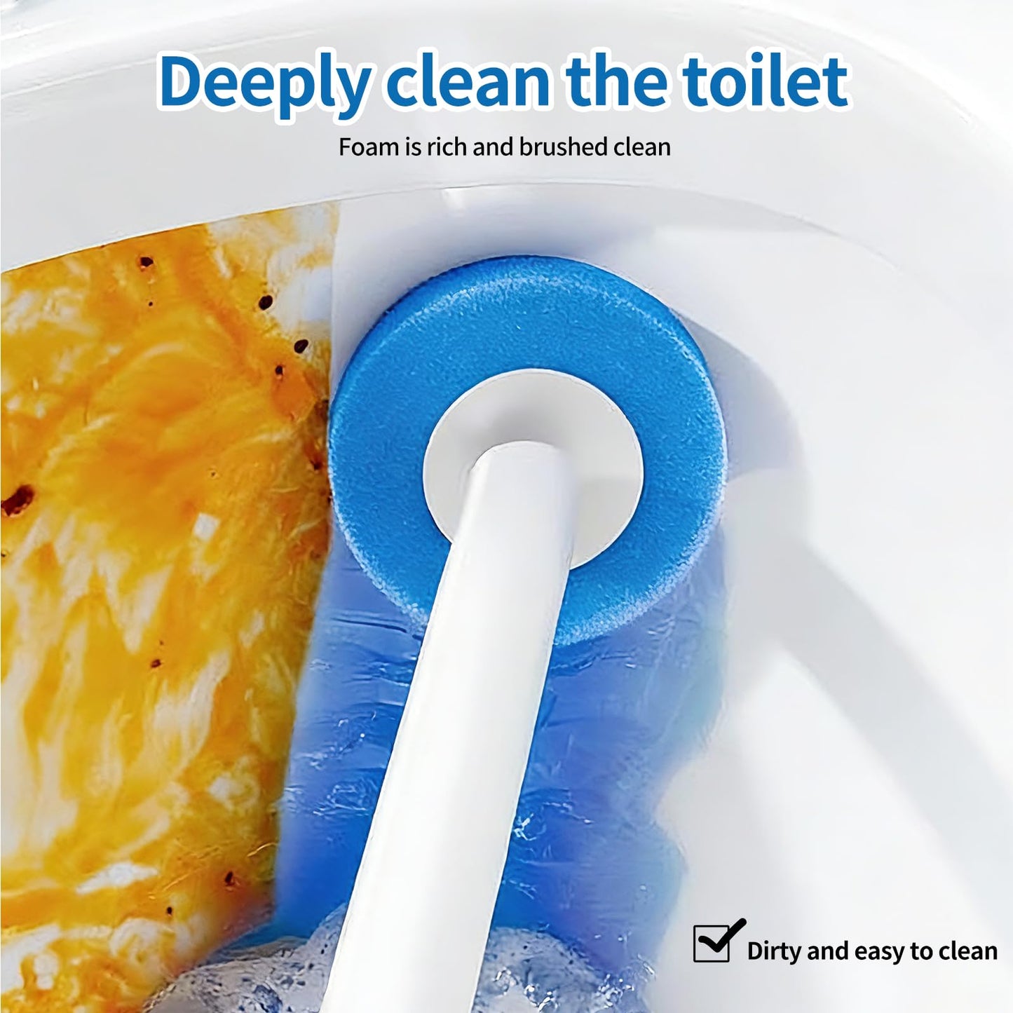 SOPAMI 32pcs Disposable Toilet Brush Sponge Head Refills, 5-Layer Pre-Loaded Rich Foam Sponge Replacement. Scrub Heads for Disposal Toilet Brush Wand