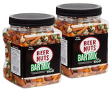 BEER NUTS Bar Mix w/Wasabi - Pretzels, Cheese Stix, Sesame Stix, Insane Grain & Wasabi Peas - 12oz Resealable Jar (Pack of 2)