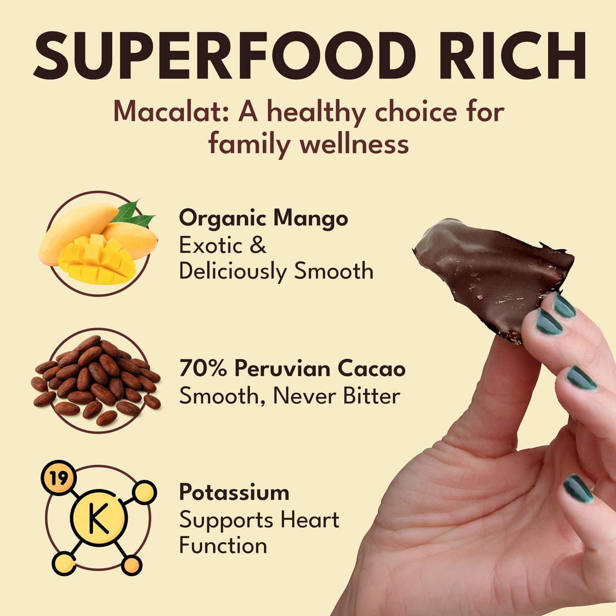 MACALAT Sugar Free Dark Chocolate Covered Mango Slices, 70% Cacao, Organic