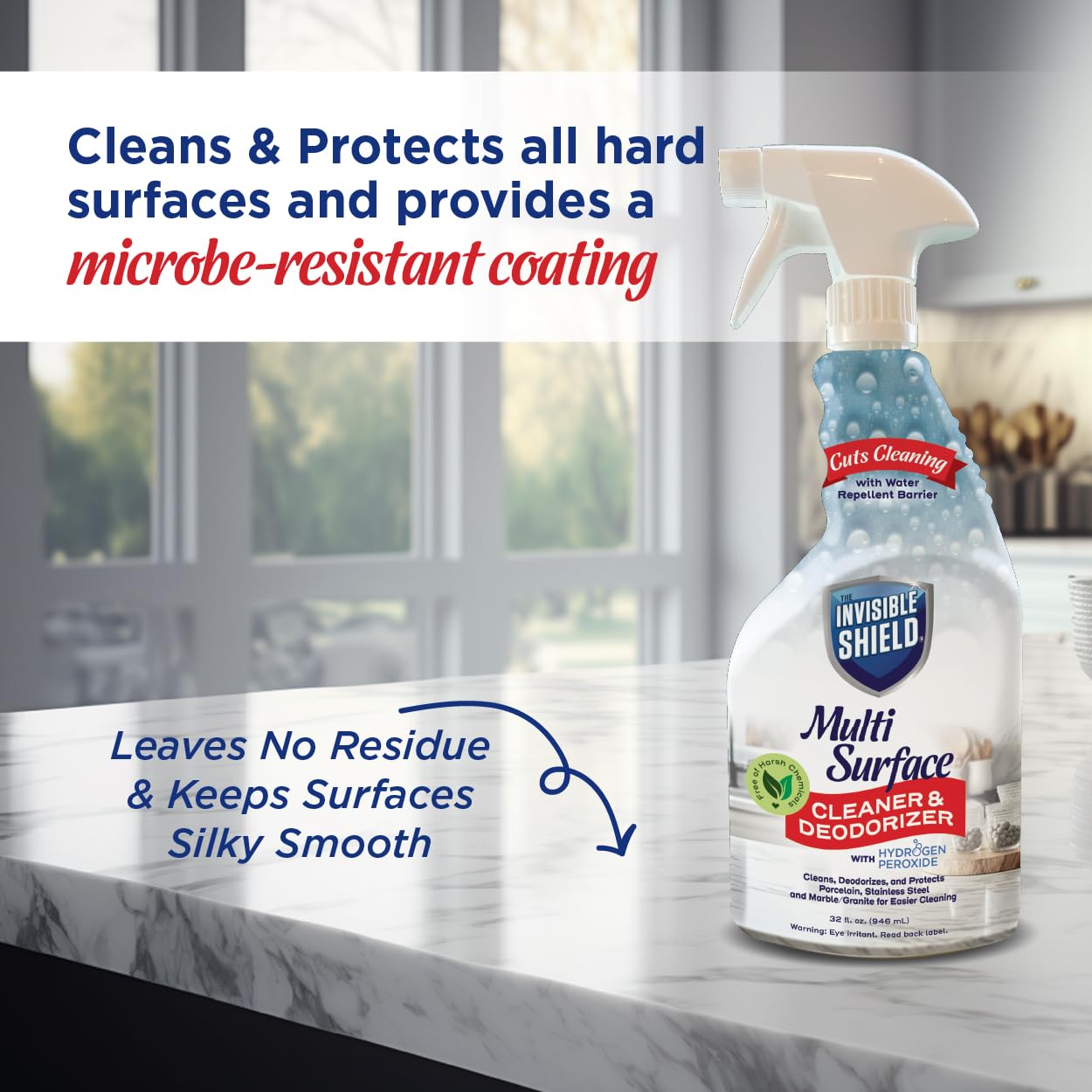 Invisible Shield Multi Surface Cleaner, Deodorizer with Hydrogen Peroxide- 32 fl. oz. (Great for ALL Surfaces) by UNELKO- Clean-X (3)