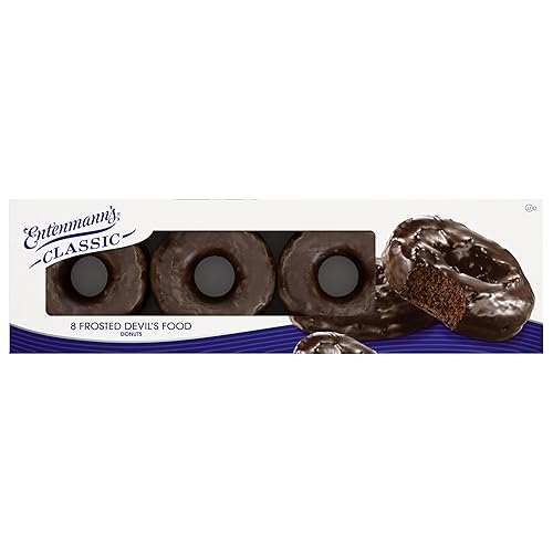 Entenmann's Classic Frosted Devil's Food Donuts, 8 count, (2.0 oz each), Chocolate Donuts, 16 oz Box