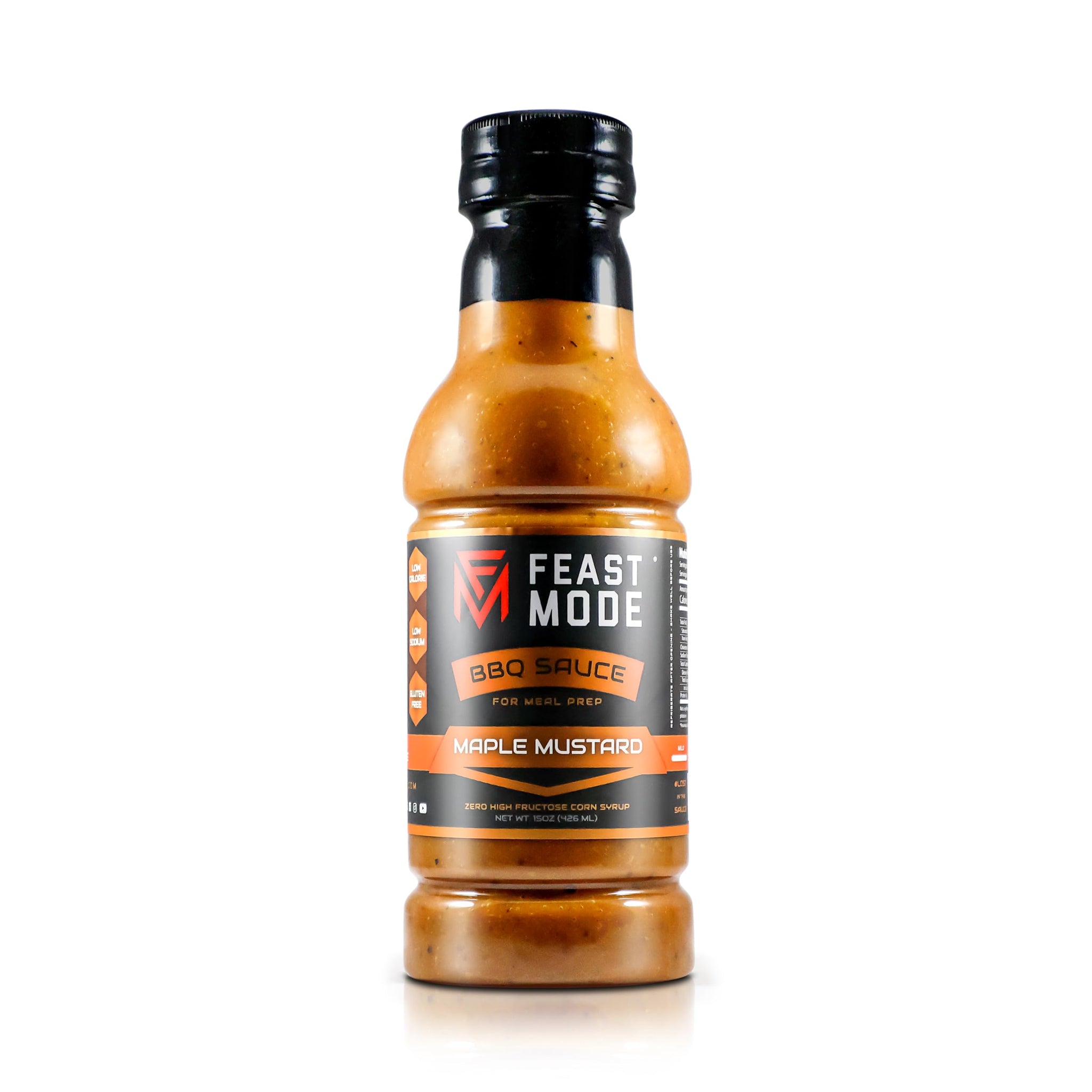 Maple Mustard BBQ Sauce by Feast Mode Flavors | Low Sodium | Low calorie | Guten Free | Vegan Friendly | Zero High Fructose Corn Syrup | Healthy