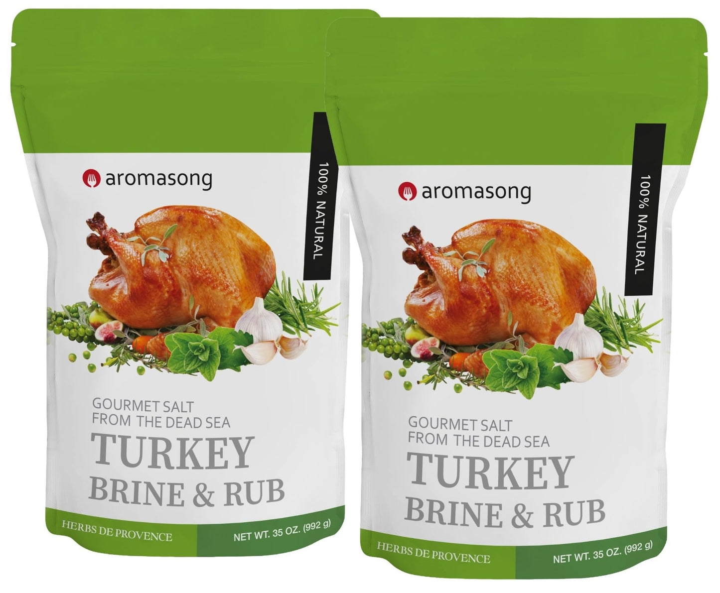 Aromasong Turkey Brine - 100% Natural - 2 LB Pack of 2 (Total of 4 LB) - For Wet & Dry Brining. (Herbs De Provence seasoning) (4 LB)