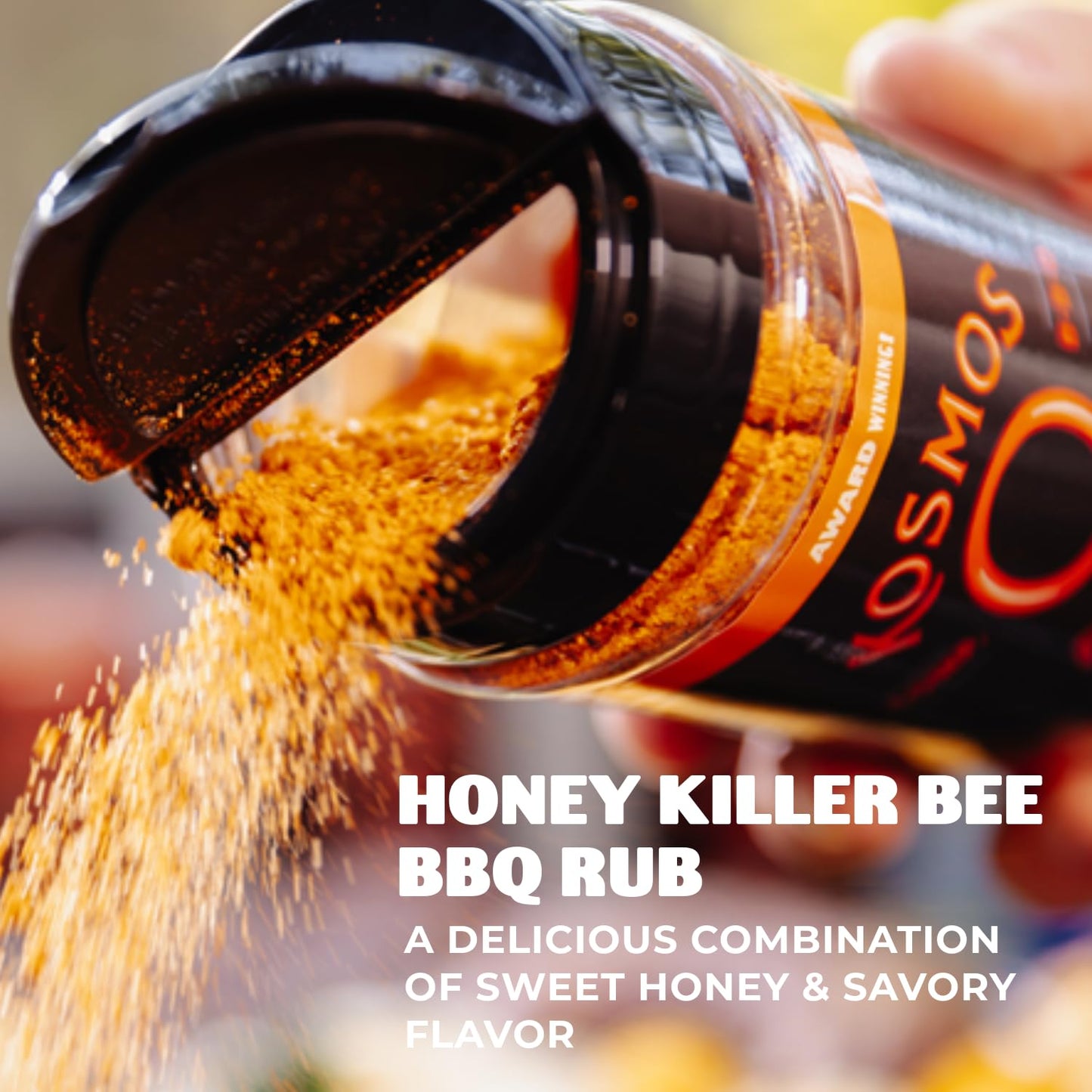 Kosmos Q Honey Killer Bee BBQ Rub Seasoning - Two 13.2 oz Shakers of Savory & Sweet Honey BBQ Pork Dry Rub for Smoking and Grilling Poultry, Ribs
