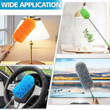 4 Pack Small Washable Microfiber Feather Duster, 13" to 30" Extendable Pole, Microfiber Head, Cleaning Tool for Office, Car, Computer, Furniture, Sofa