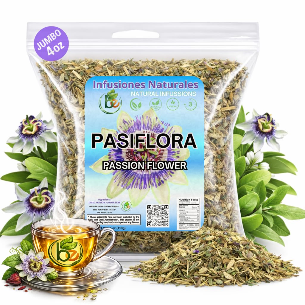 Pasiflora Herbal Tea - 4 oz (113 g) - Passionflower Loose Leaf Blend - Traditional Herbal Infusion - 100% Natural, Wildcrafted, Caffeine-Free, Vegan