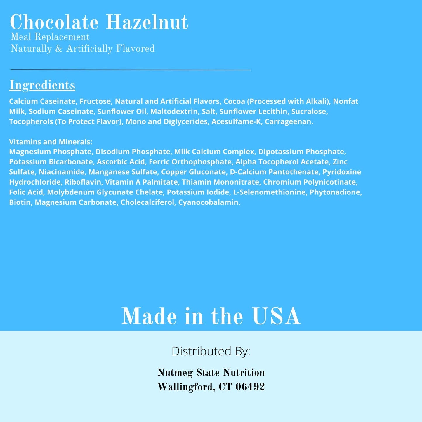 Nutmeg State Nutrition High Protein Meal Replacement Weight Loss Shake/Low-Carb Diet Shakes & Pudding Mix (15g Protein) - Chocolate Hazelnut (7ct)