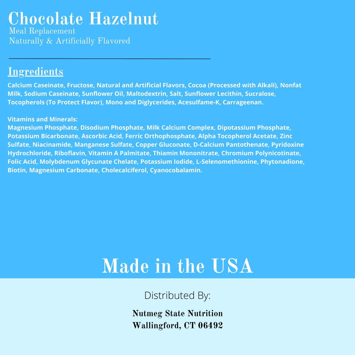 Nutmeg State Nutrition High Protein Meal Replacement Weight Loss Shake/Low-Carb Diet Shakes & Pudding Mix (15g Protein) - Chocolate Hazelnut (7ct)