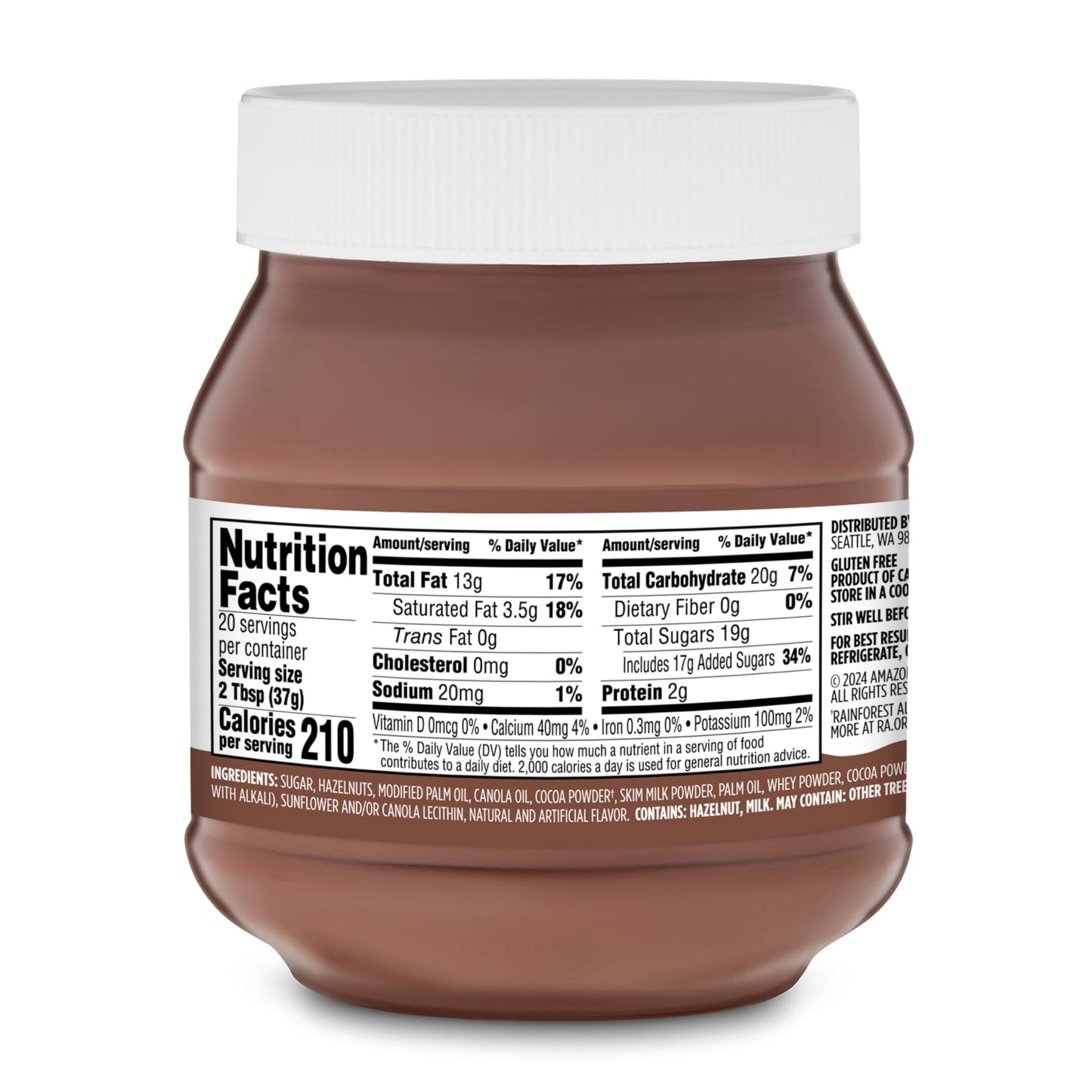 Amazon Grocery, Hazelnut Spread With Cocoa, 26.5 Oz
