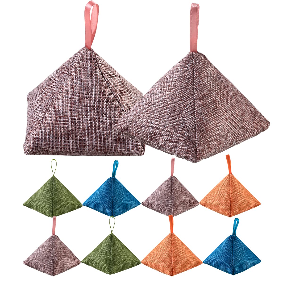 Charcoal Bamboo Bags nature fresh charcoal bags Activated Charcoal Odor Absorber Eliminator Bag (8, Green, Brown, Orange, Blue)