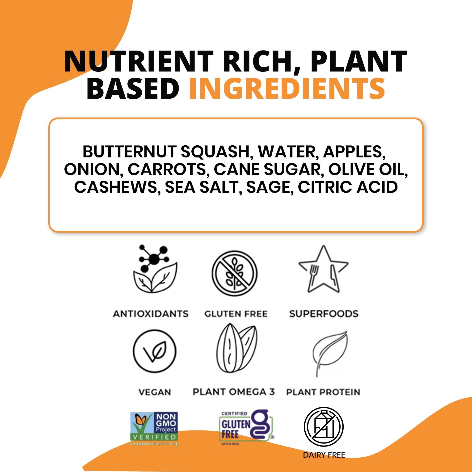 LIVWELL Tuscan Butternut Squash Pasta Sauce - Pack of 6 Plant Based Tuscan Sweet Butternut Squash & Sage Dairy Free Pasta Sauce with Virgin Olive Oil