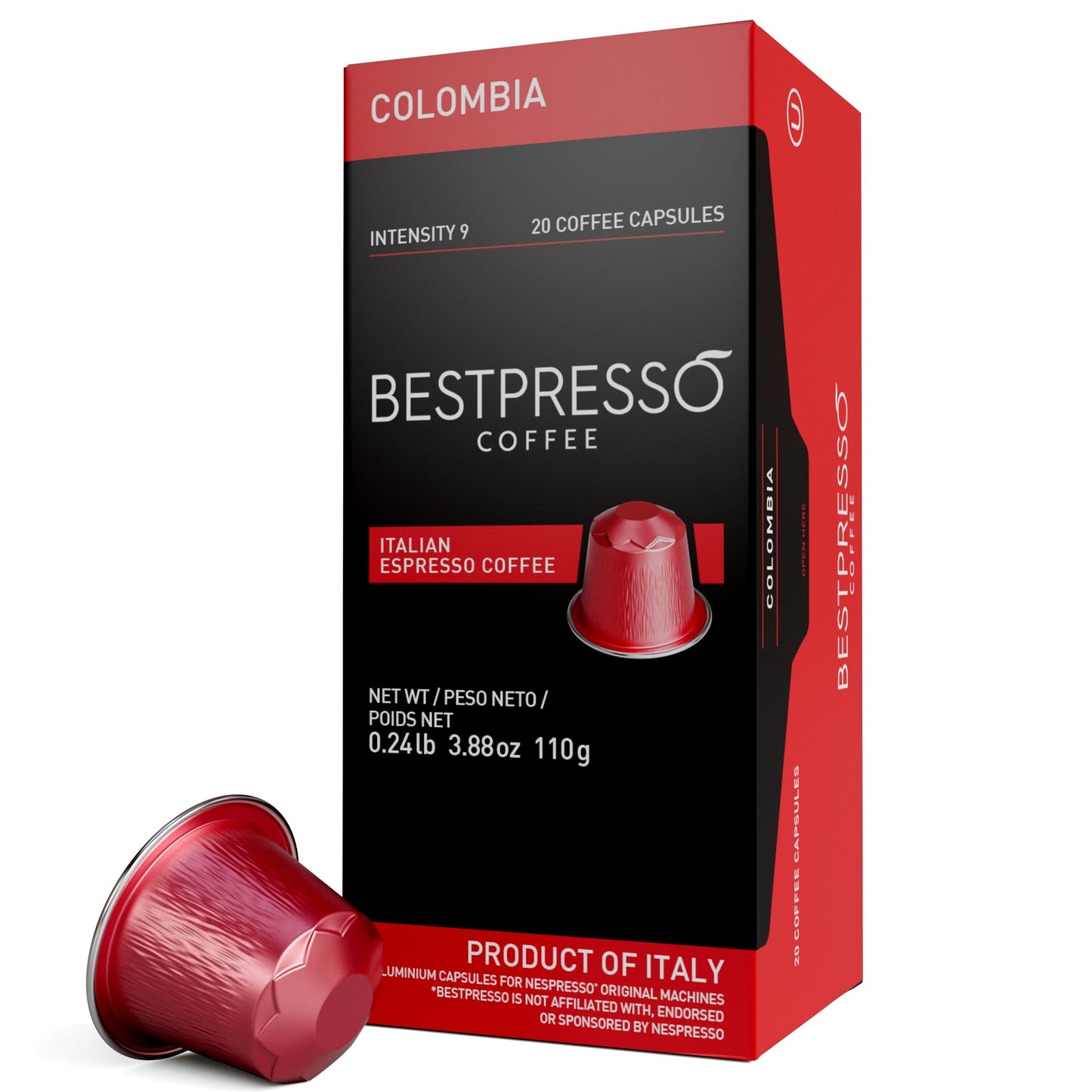Bestpresso Coffee for Nespresso Original Machine 120 pods Certified Genuine Espresso Colombia Blend Pods Compatible with Nespresso Original