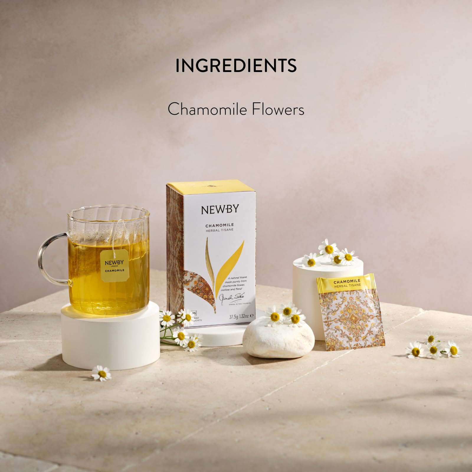 Chamomile Herbal Tea - 25 Individually Wrapped Tea Bags - Soothing & Caffeine-Free by Newby Teas