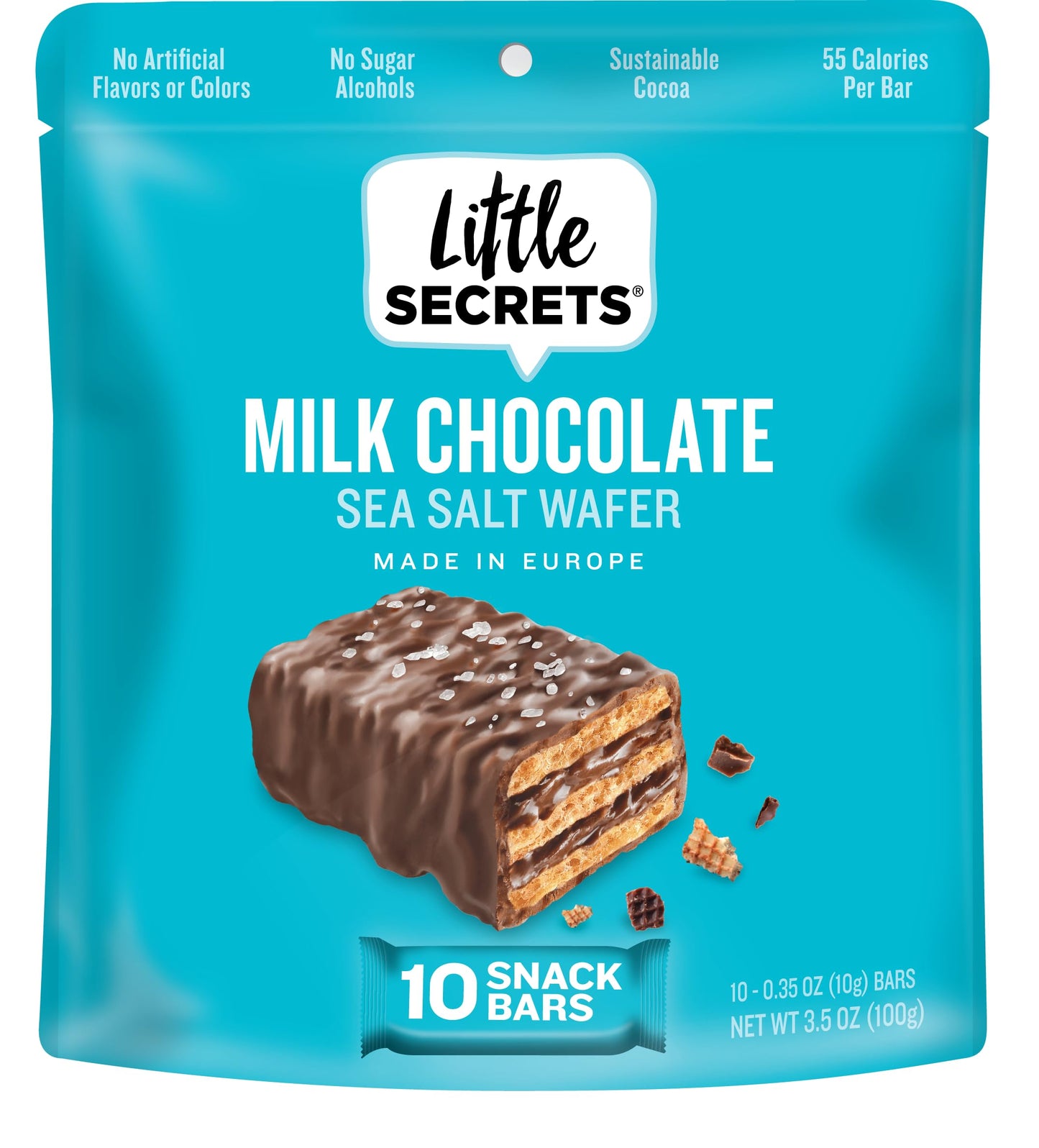 Little Secrets | Milk Chocolate Crispy Wafers | 10 Minis | Made in Europe | Nothing Artificial & No Sugar Alcohols | Sustainable Cocoa | 3.5 Ounce