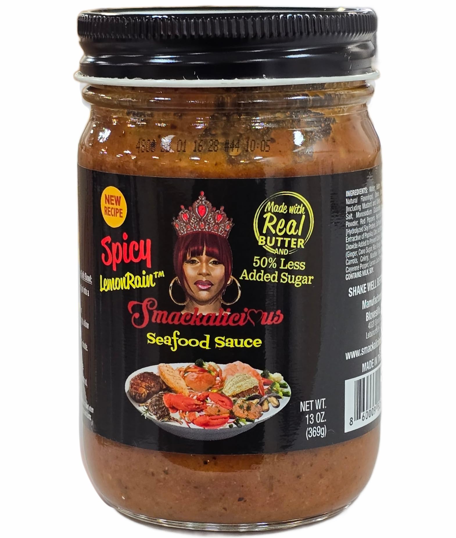 Bloveslife Spicy Lemon Smackalicious Seafood Sauce 13 oz - Vegetarian Friendly, Bold Cajun Spice for Meals, Seafood Dishes and Vegetables