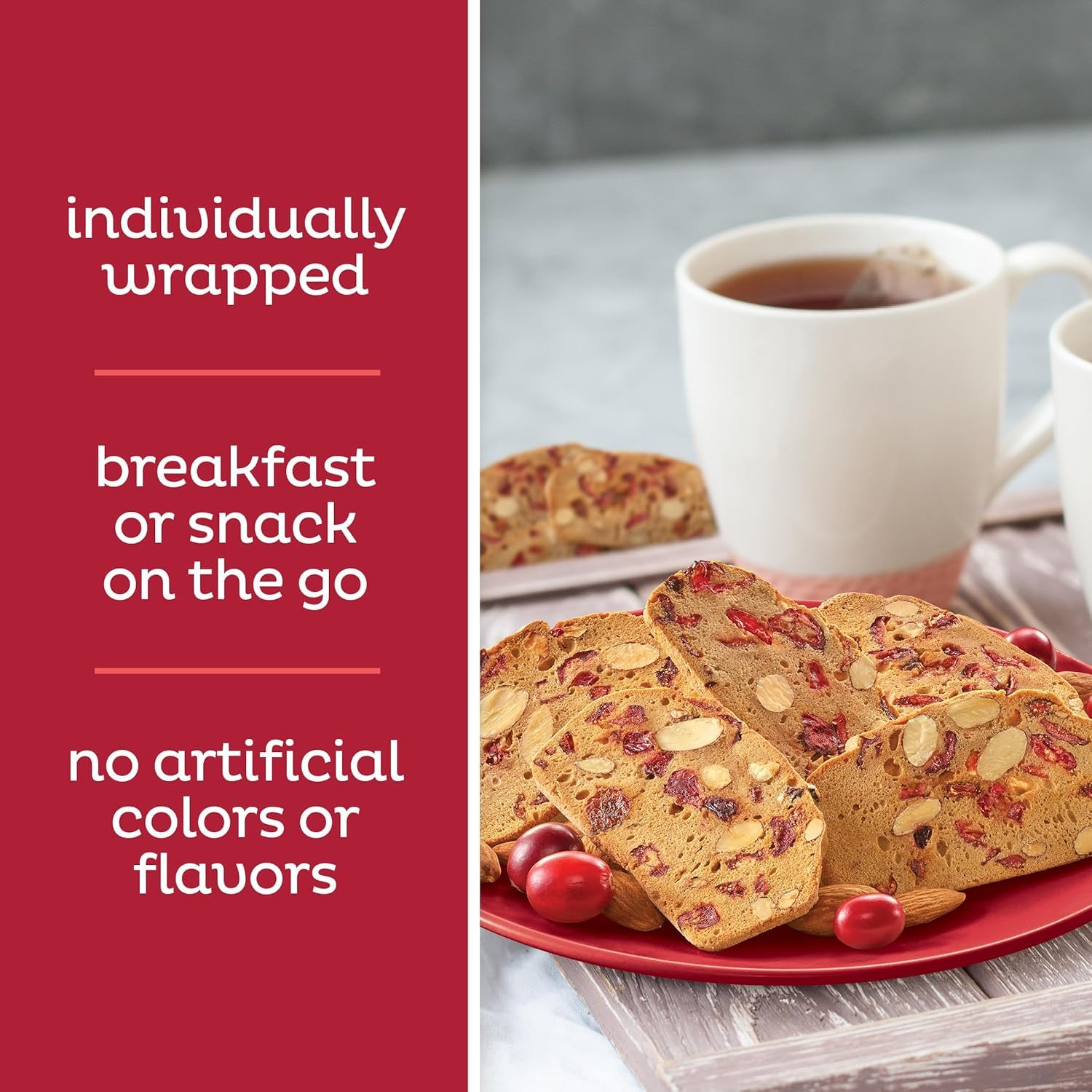 Nonni's Thinaddictives Cranberry Almond Thin Cookies, 75 Cookies, 20.3 oz, 100 Calories per Pack
