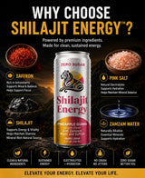 Zero Sugar Energy Drink with Shilajit & Saffron - Pineapple Guava - 12 Pack (12oz Cans) - Electrolytes, Pink Salt & Zam Zam Water - No Crash Energy