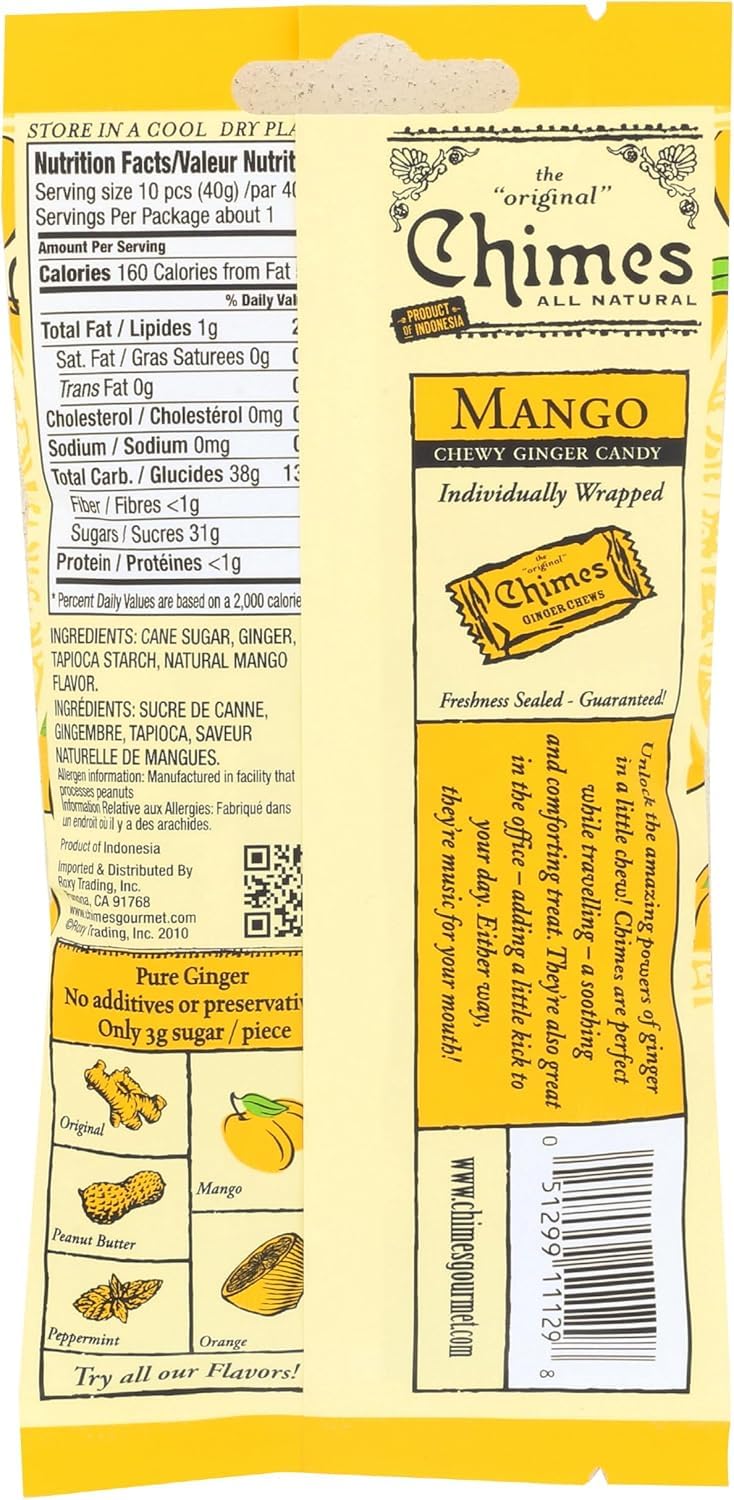 Chimes Ginger Chews 1.5 Oz. - Pack of 3 (Mango)