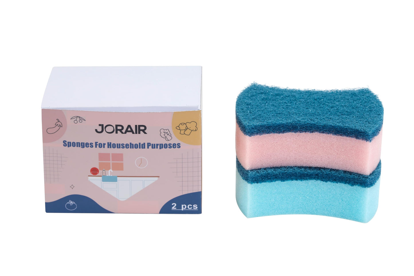 JORAIR 8 Pack Household Cleaning Sponges - High Absorbency, Ideal for Daily Kitchen Used, Model VF110 Replacement