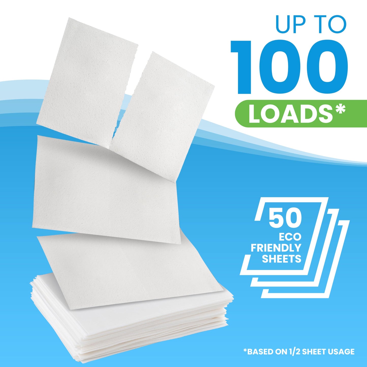 Clean Elements Laundry Detergent Sheets (100 Loads, 50 Sheet) Fresh Linen Scent, Eco Earth Friendly Clean Breeze, Non Toxic People Safe, Washing