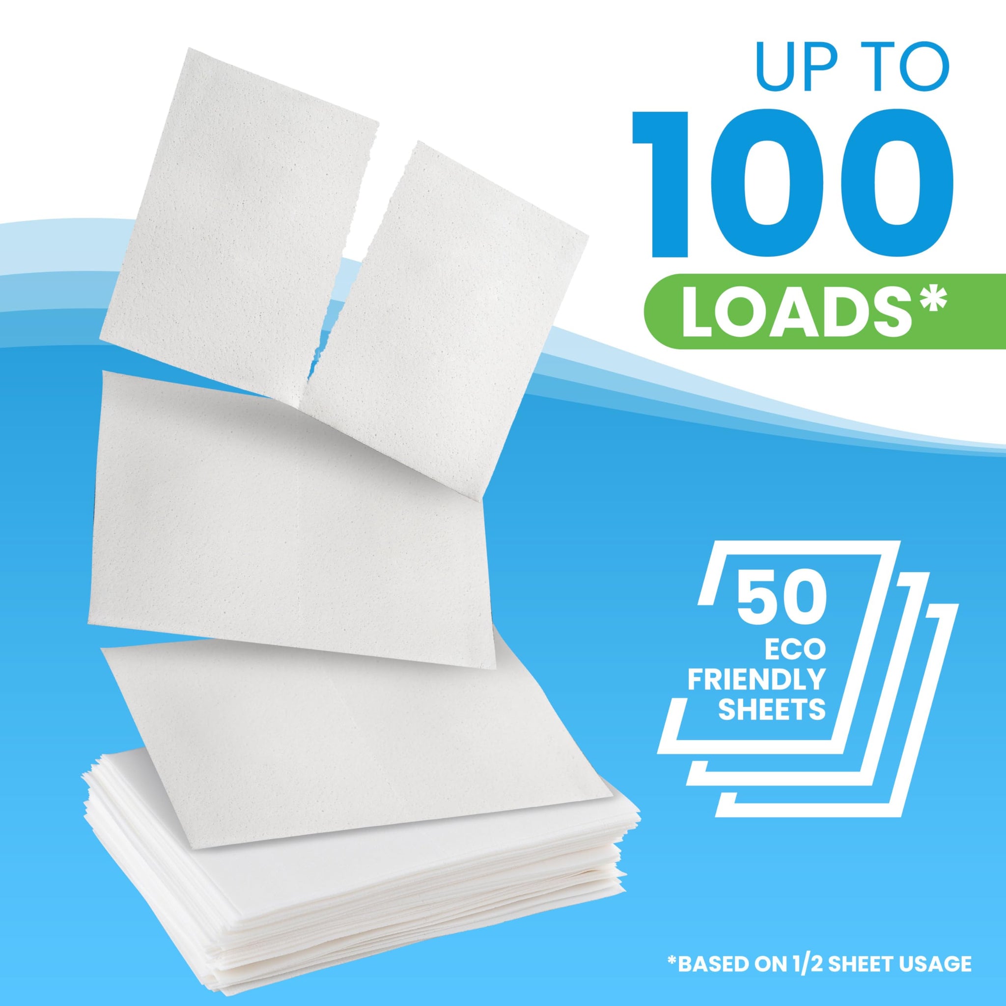 Clean Elements Laundry Detergent Sheets (100 Loads, 50 Sheet) Fresh Linen Scent, Eco Earth Friendly Clean Breeze, Non Toxic People Safe, Washing