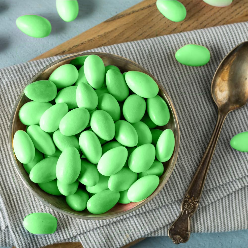 Green Jordan Almonds by Its Delish, 5 LBS Bulk | Sugared Almond Nut with Sweet Hard Candy Coating - Bulk Wedding Favors, Bridal and Baby Showers