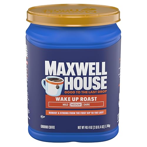 Maxwell House Ground Coffee, Kosher, 1 Canister, for Mornings and Afternoon Pick-Me-Ups, Wake Up Roast, Medium Roast, 40.4 oz