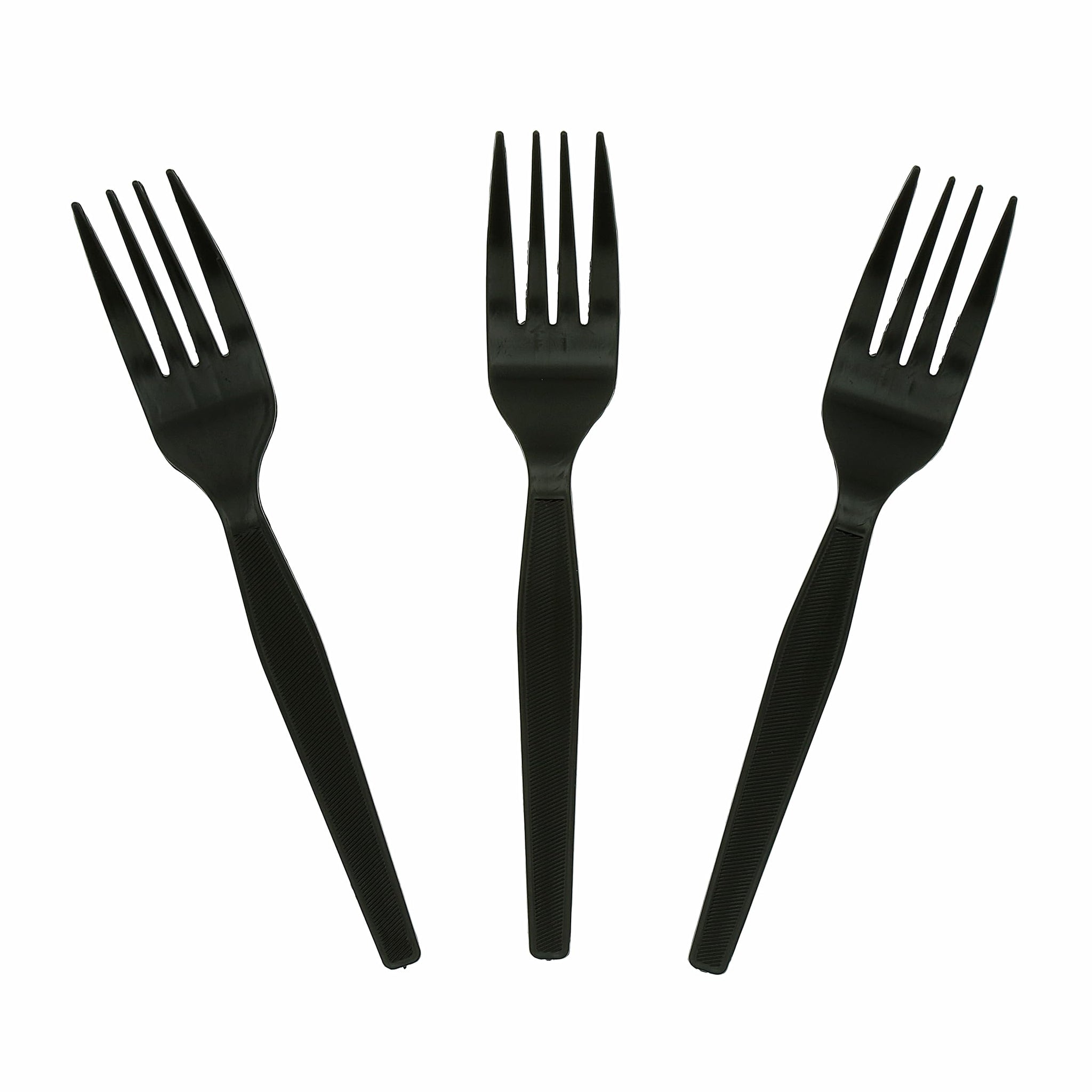 AmerCareRoyal Medium-Heavy Weight Unwrapped Disposable Polystyrene Plastic Forks for Restaurants and Catering, Black, Pack of 1000