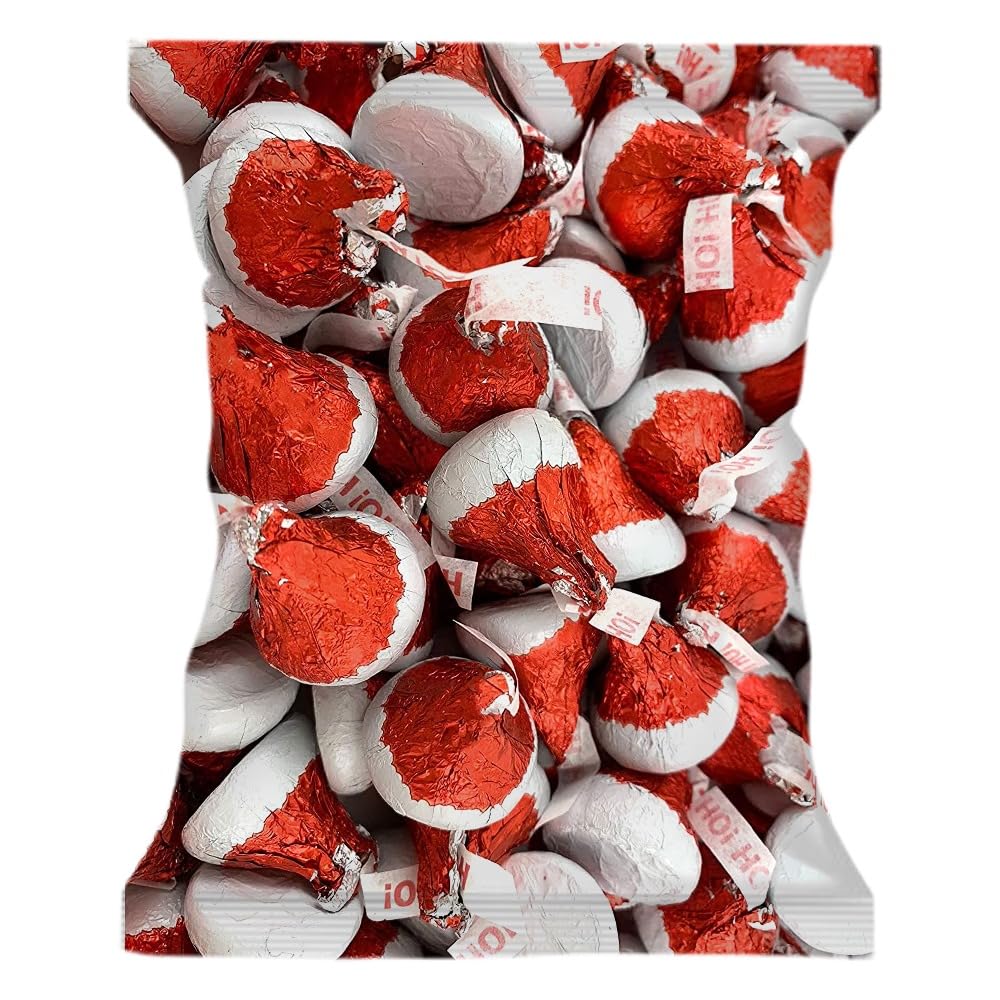 Candykrave Hershey'ss Santa Hat Kisses Milk Chocolate candy - (2LB 180 pcs) - Bulk chocolate Silver Foil Candy variety pack - Delicious Treats