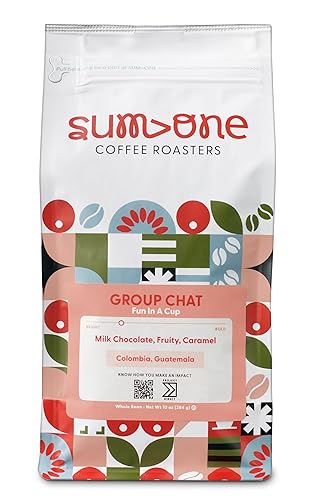 Group Chat - Fun In A Cup | Medium Roast Whole Bean Coffee | Smooth & Balanced Arabica Blend from Colombia & Guatemala | Notes of Cocoa, Orange Zest