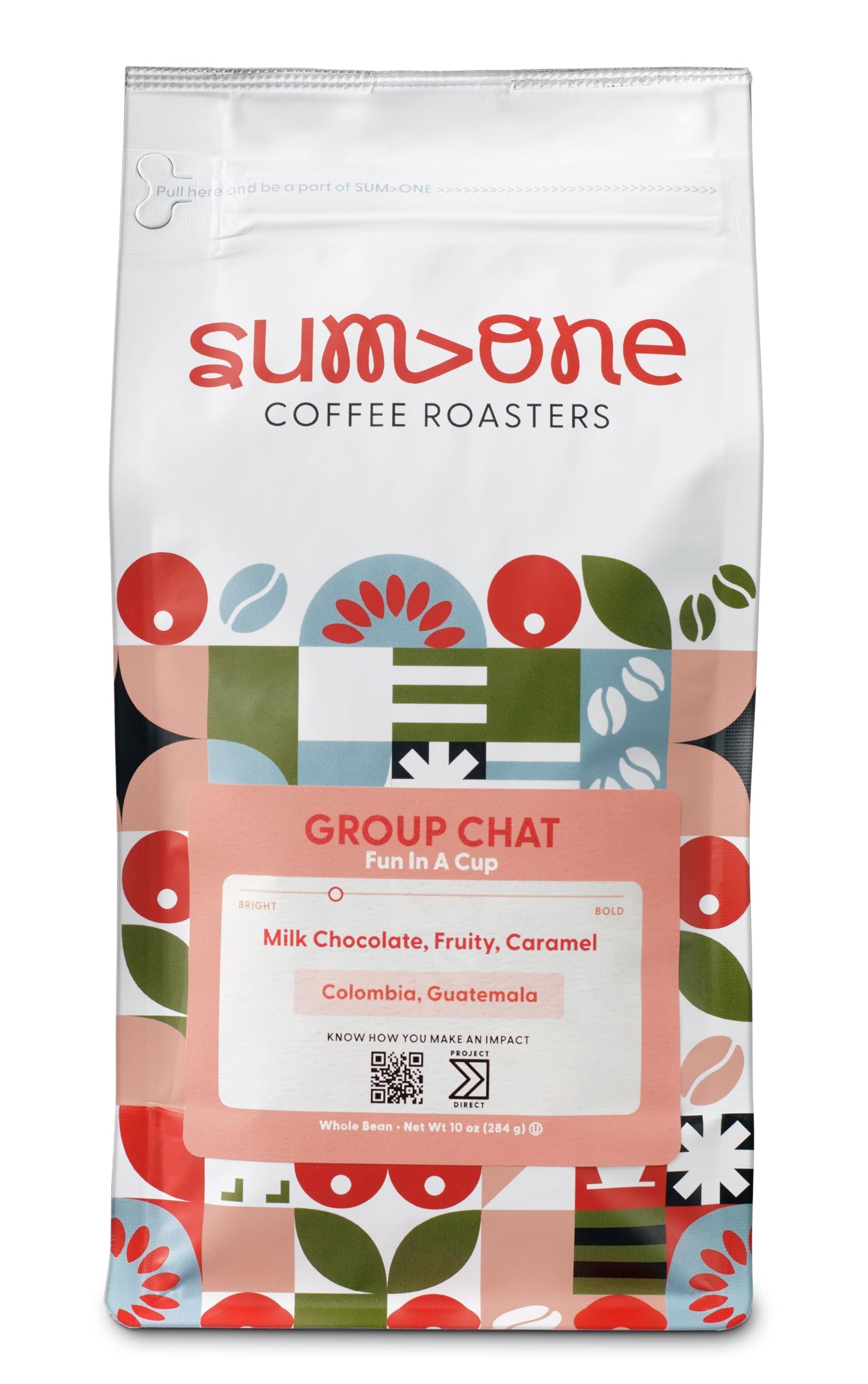 Group Chat - Fun In A Cup | Medium Roast Whole Bean Coffee | Smooth & Balanced Arabica Blend from Colombia & Guatemala | Notes of Cocoa, Orange Zest