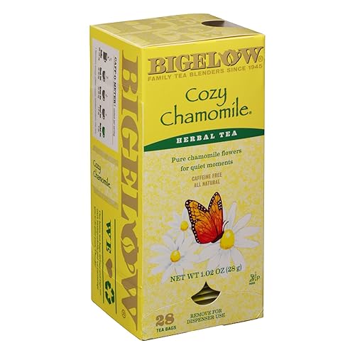 Bigelow Cozy Chamomile Herbal Tea Bags 28-Count Boxes (Pack of 6) Chamamile Tea Bags Relaxing Herbal Tea All Natural Gluten Free