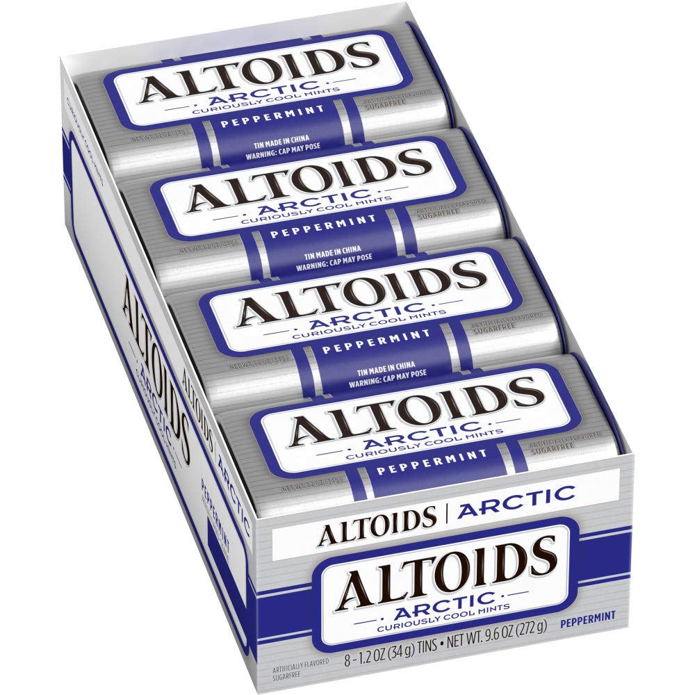 ALTOIDS Arctic Peppermint Breath Mints Hard Candy Bulk, 1.2 oz Tin (Pack of 8)