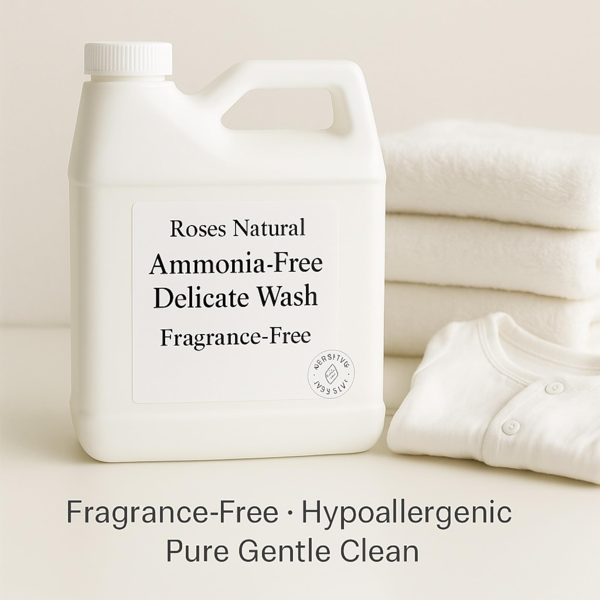 Ammonia-Free Delicate Wash, Fragrance-Free, 32 oz, Plant-based, PH Neutral, Double Concentrated, Unscented, Hypoallergenic, Lingerie, Wool, Cashmere