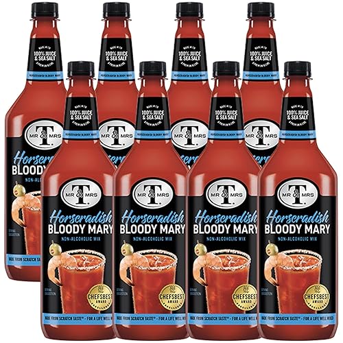 Mr & Mrs T Horseradish Bloody Mary Mix, 1L Bottle, - Premium Cocktail Mixer for Bloody Marys, Ready to Use