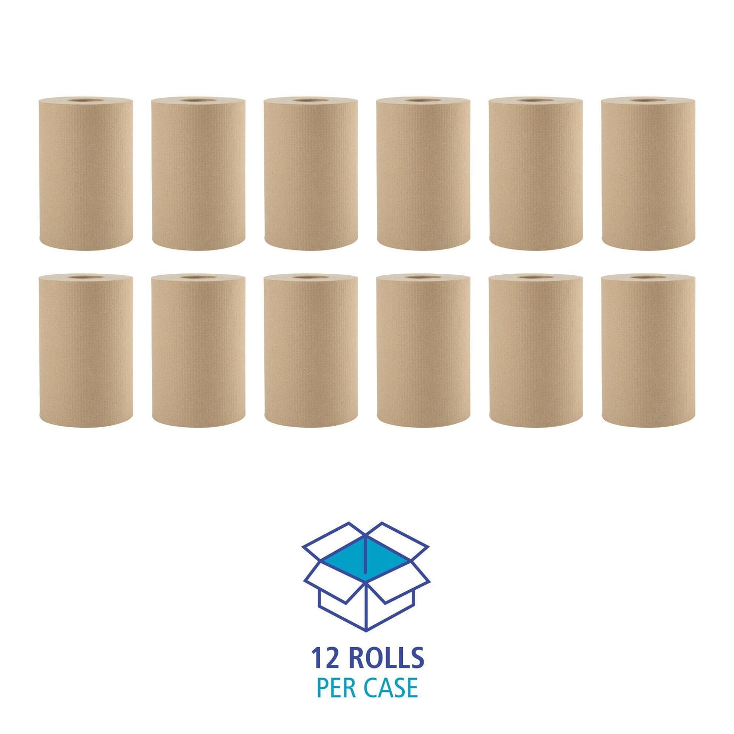 Boardwalk BWK6252 Hardwound Paper Towels, 8" x 350ft, 1-Ply Natural (Case of 12 Rolls)