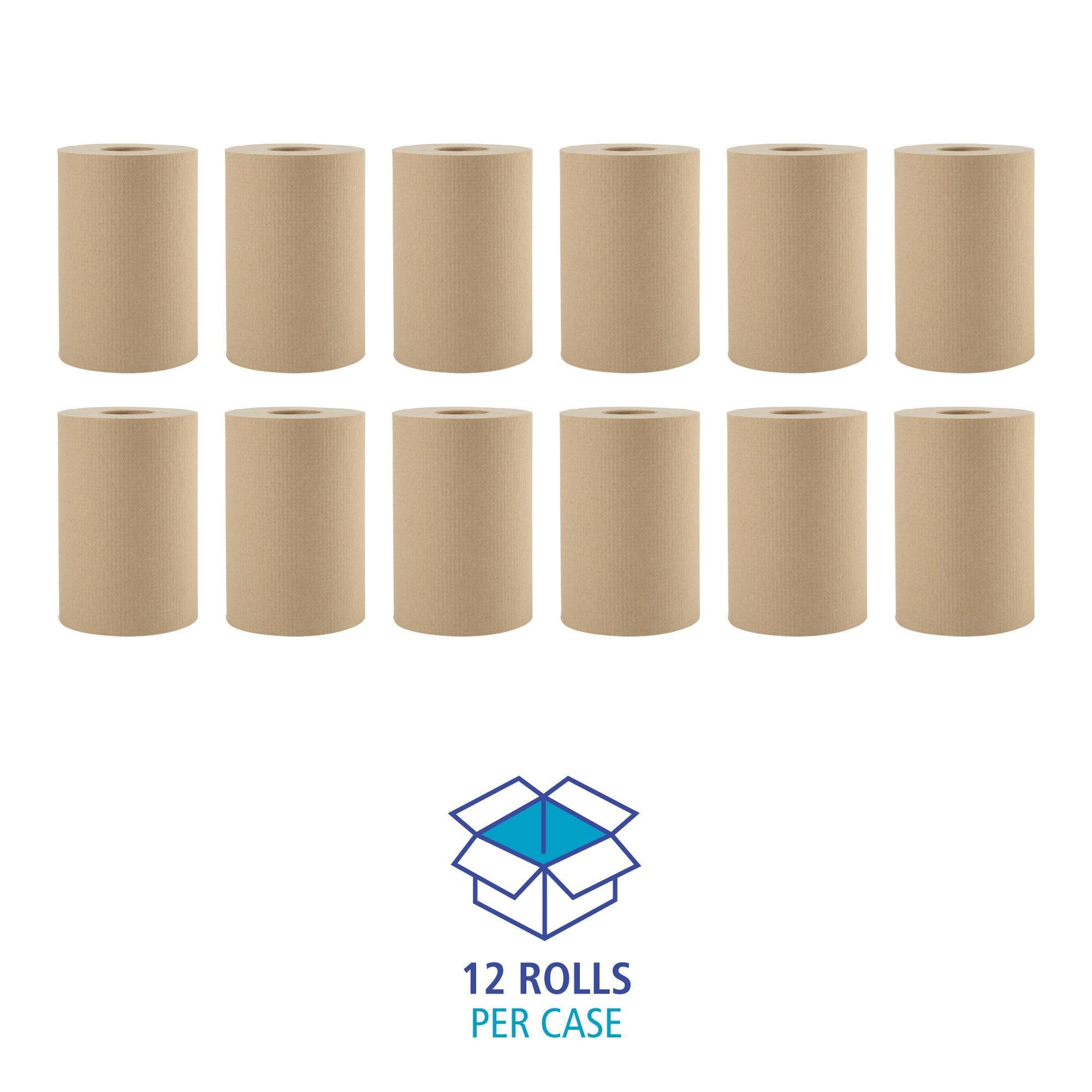 Boardwalk BWK6252 Hardwound Paper Towels, 8" x 350ft, 1-Ply Natural (Case of 12 Rolls)