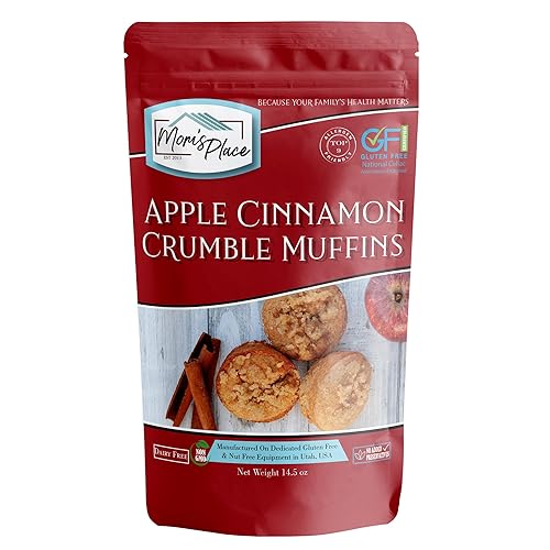 Mom's Place Gluten-Free Apple Cinnamon Crumble Muffin Mix, Easy to Make, Nut Free, Soy Free & Dairy Free, 12 Servings, 14.5 oz