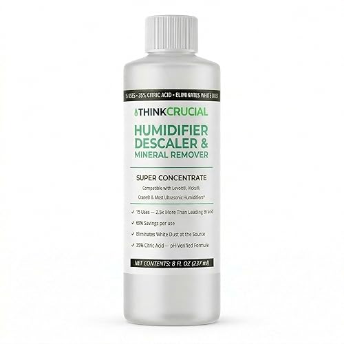 Think Crucial Humidifier Descaler - Clears White Dust - 15 Uses - Compatible with Levoit, Vicks, Crane - 8 fl oz