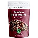 Viva Doria Rainbow Peppercorns - Four Peppercorn Blend, Whole Black, Green, Pink and White Pepper, Steam Sterilized 6 Oz, For Grinder Refill