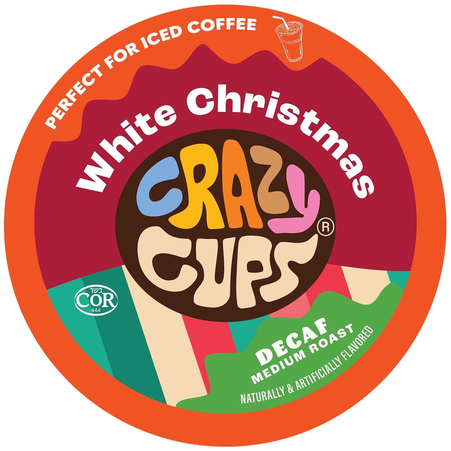 Crazy Cups Decaf White Christmas Flavored Coffee Pods, Decaf Holiday Coffee, Single Serve for Keurig K Cups Machines, Medium Roast, 22 Count