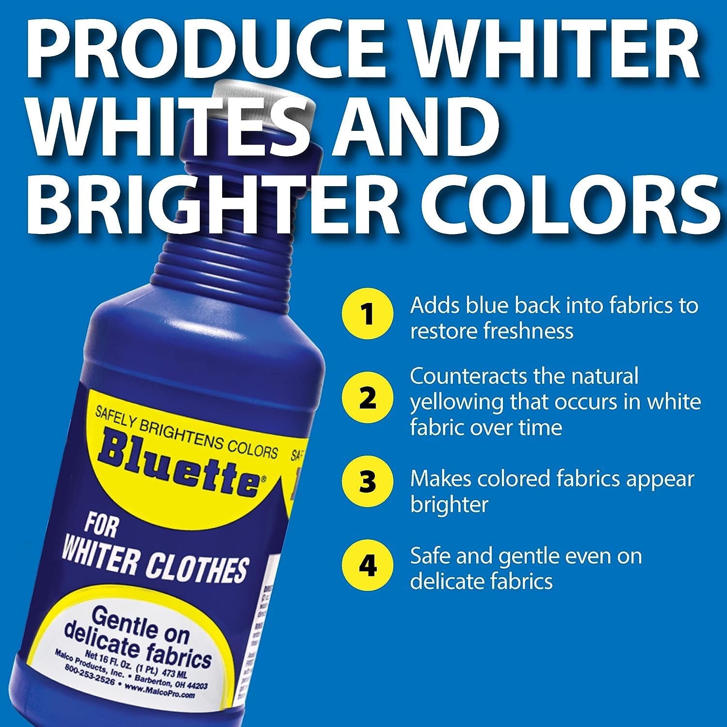 Bluette Laundry Bluing (2 Pack) - Laundry Detergent Whitener/Safe & Gentle For Delicate Fabrics/Whiter Whites and Brights/Perfect For Brightening