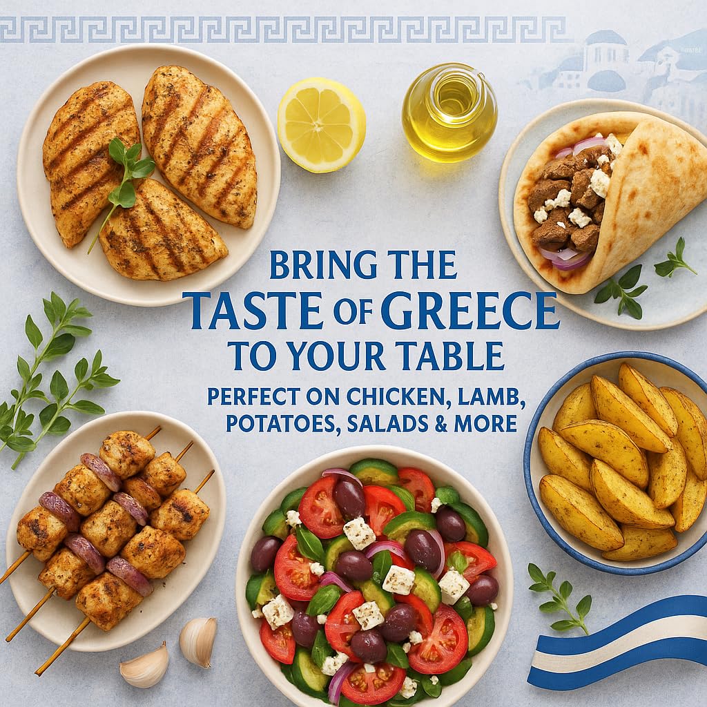Nikos Kitchen All Purpose Greek Seasoning Blend - Mediterranean Spice Mix for Chicken, Lamb, Gyro, Greek Salad, Potatoes, Fish and Vegetables - NO MSG