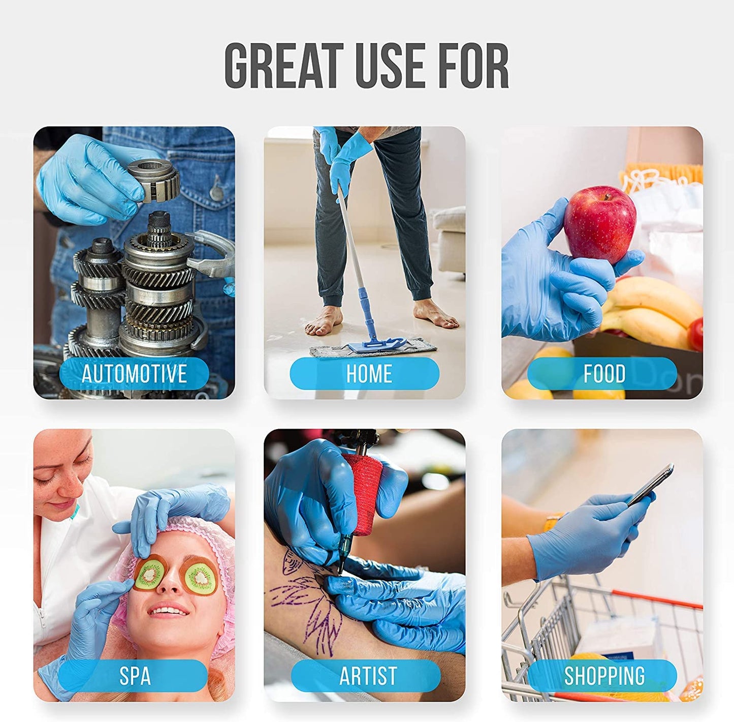 SereneLife Extra Large Size Nitrile Disposable Latex & Powder Free Gloves - Great for Kitchens, Food Handling & Cleaning Supplies - Soft & Comfortable