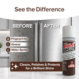 Horsepower Bull Shot Stainless Steel Cleaner Spray, As Seen On TV, Cleans, Polishes & Protects, Removes Greasy Fingerprints & Streaks
