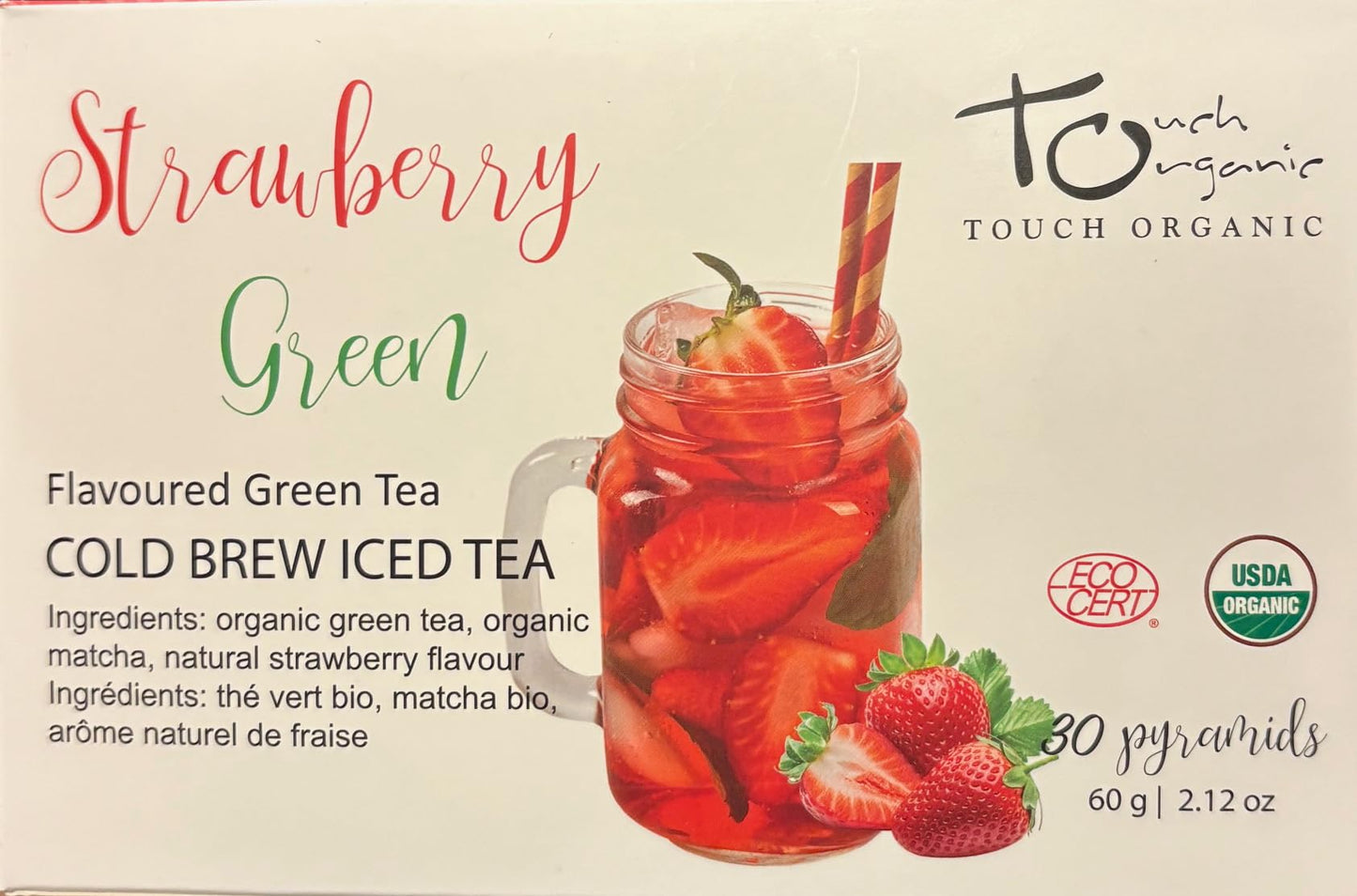 Touch Organic Strawberry Green Tea COLD BREW TEA With MATCHA