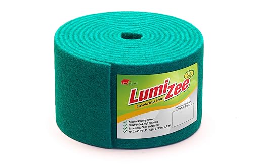 Green Scrubbing Pad Roll 19ft Economy Size Medium Duty Abrasive Scrub Sponge Scouring Pads 19ft x 6in x 0.3in (6m x 15cm x 8mm) Scrubby Tough Stains