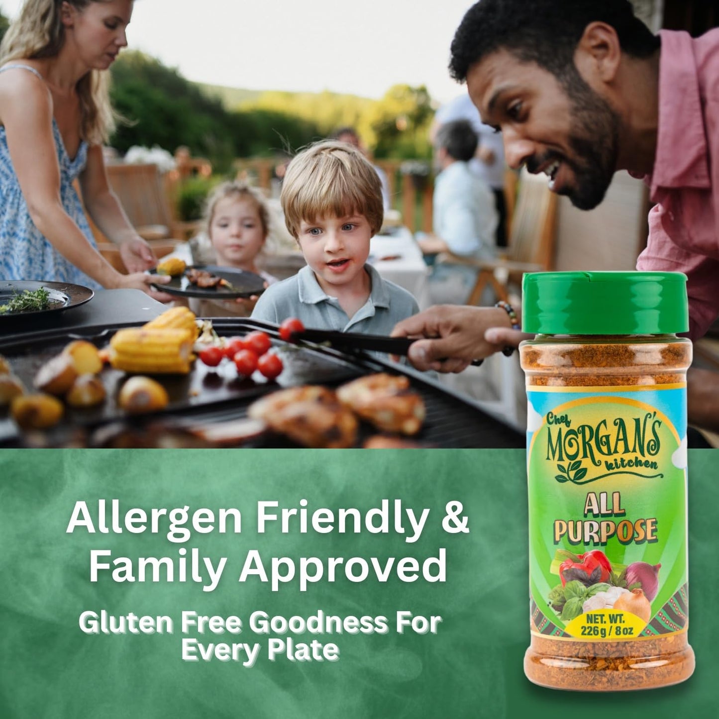 Chef Morgan's Kitchen Real Jamaican All Purpose Seasoning 8 oz - Natural Herbs and Spices for Cooking - Authentic Tropical Flavor - Versatile Spice